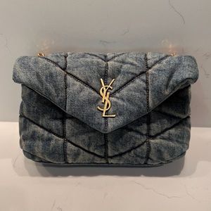 Saint Laurent Puffer Toy Quilted Denim Crossbody
